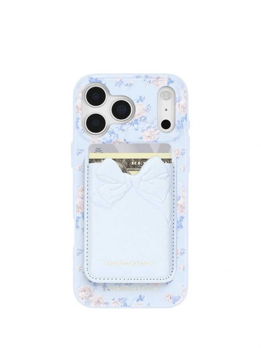 🆕 LoveShackFancy x Target Pastel Blue Floral Adhesive Wallet With Bow